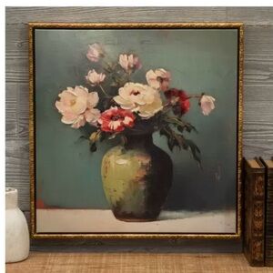 Floral Vase Wall Art in Gold Frame